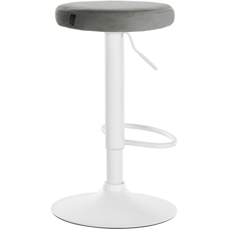 Juego de 2 taburetes de bar Ponte en terciopelo blanco y gris