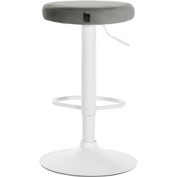 Juego de 2 taburetes de bar Ponte en terciopelo blanco y gris
