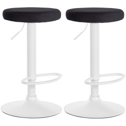Juego de 2 taburetes de bar Ponte en terciopelo blanco y negro