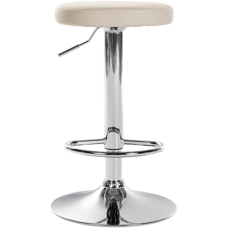 Juego de 2 taburetes de bar Ponte en piel sintética cromada color crema