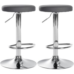 Juego de 2 taburetes de bar Ponte en piel sintética cromada gris