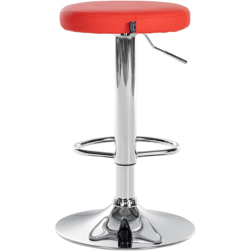 Juego de 2 taburetes de bar Ponte en piel sintética cromada roja