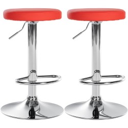 Juego de 2 taburetes de bar Ponte en piel sintética cromada roja