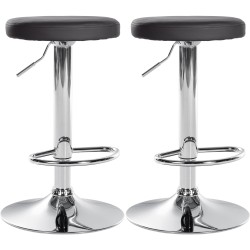 Juego de 2 taburetes de bar Ponte en piel sintética cromada negra