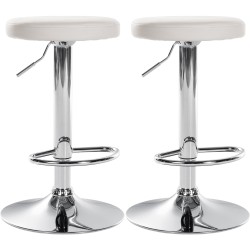 Juego de 2 taburetes de bar Ponte en piel sintética cromada blanca