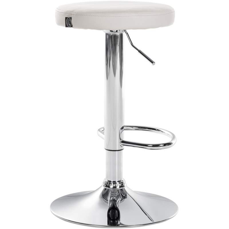Juego de 2 taburetes de bar Ponte en piel sintética cromada blanca