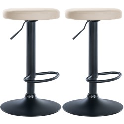 Juego de 2 taburetes de bar Ponte en piel sintética color negro y crema