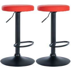 Juego de 2 taburetes de bar Ponte en piel sintética negra y roja