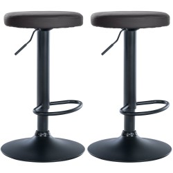 Juego de 2 taburetes de bar Ponte en piel sintética negra