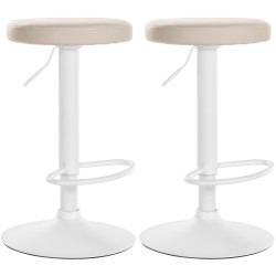 Juego de 2 taburetes de bar de piel sintética color blanco crema Ponte