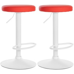 Juego de 2 taburetes de bar Ponte en piel sintética blanca y roja