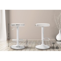 Juego de 2 taburetes de bar de piel sintética color blanco Ponte