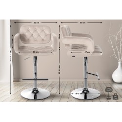 Taburete de bar cromado de terciopelo color crema Dublín