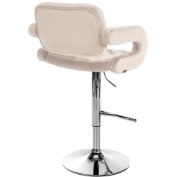 Taburete de bar cromado de terciopelo color crema Dublín
