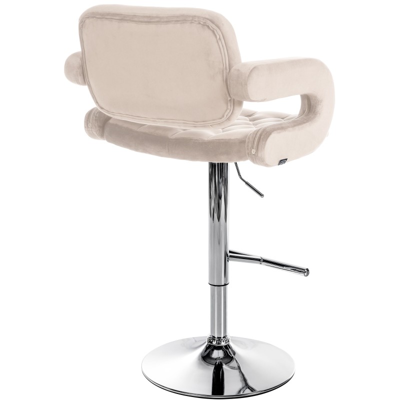 Taburete de bar cromado de terciopelo color crema Dublín