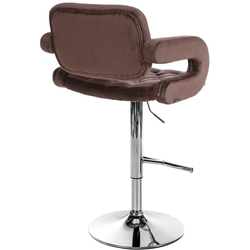 Taburete de bar Dublin en terciopelo cromado marrón