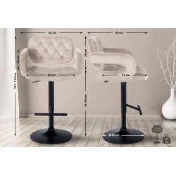 Taburete de bar Dublin en terciopelo negro y crema