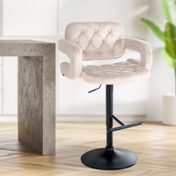 Taburete de bar Dublin en terciopelo negro y crema