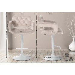 Taburete de bar de terciopelo blanco crema Dublin