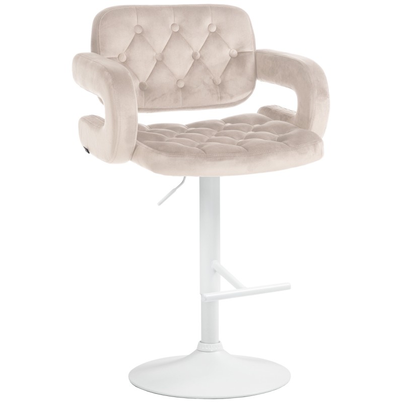 Taburete de bar de terciopelo blanco crema Dublin