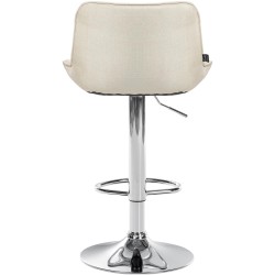 Taburete de bar de tela en cromo crema Vonore