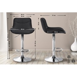 Taburete de bar Vonore de tela en cromo negro