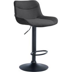 Taburete de bar Vonore en tela negra y gris oscuro
