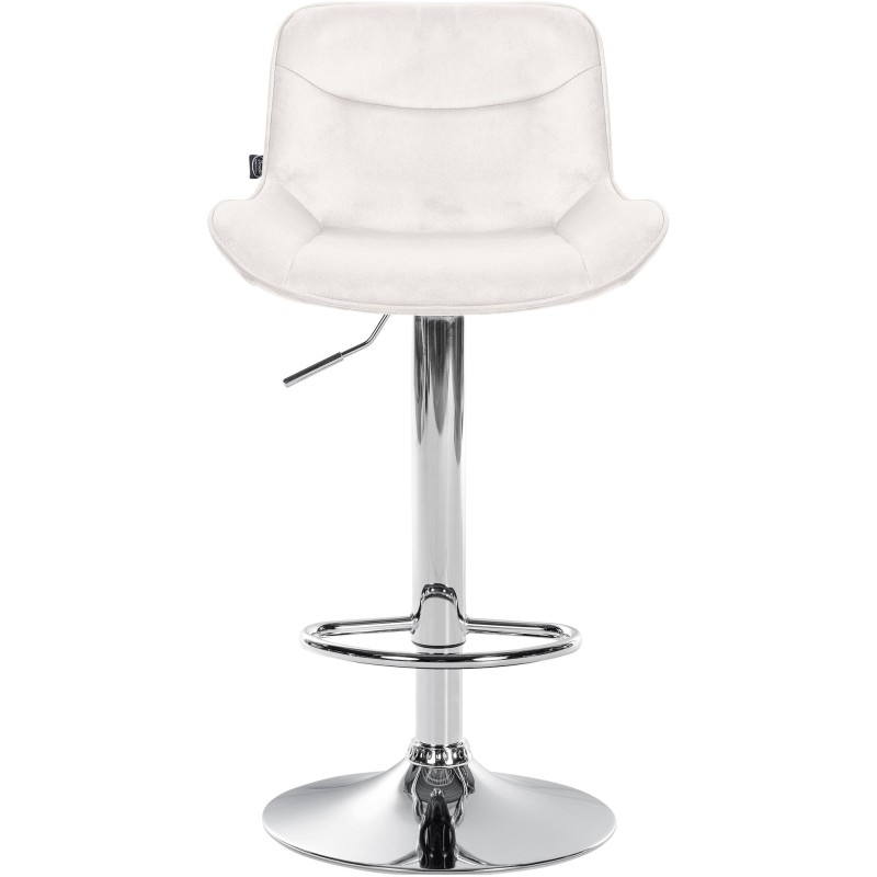 Taburete de bar Vonore de terciopelo cromado color crema