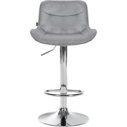 Taburete de bar Vonore de terciopelo gris cromado