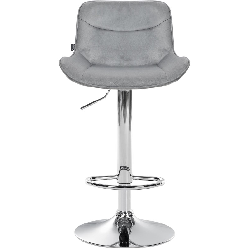 Taburete de bar Vonore de terciopelo gris cromado