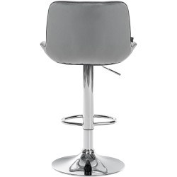 Taburete de bar Vonore de terciopelo gris cromado