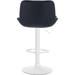 Taburete de bar Vonore en terciopelo blanco y negro