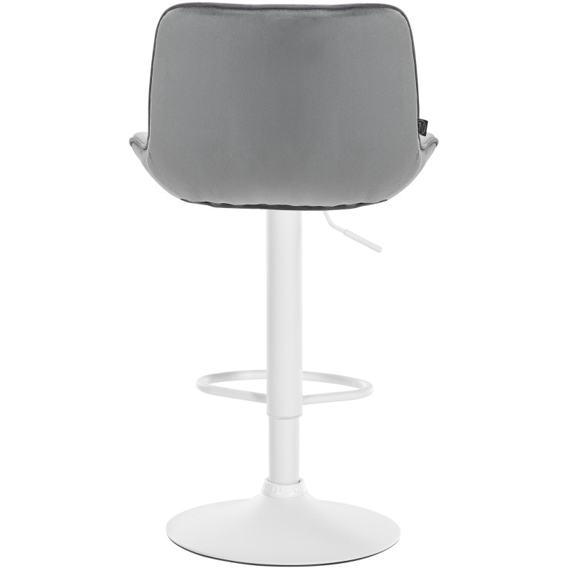 Taburete de bar Vonore de terciopelo blanco y gris