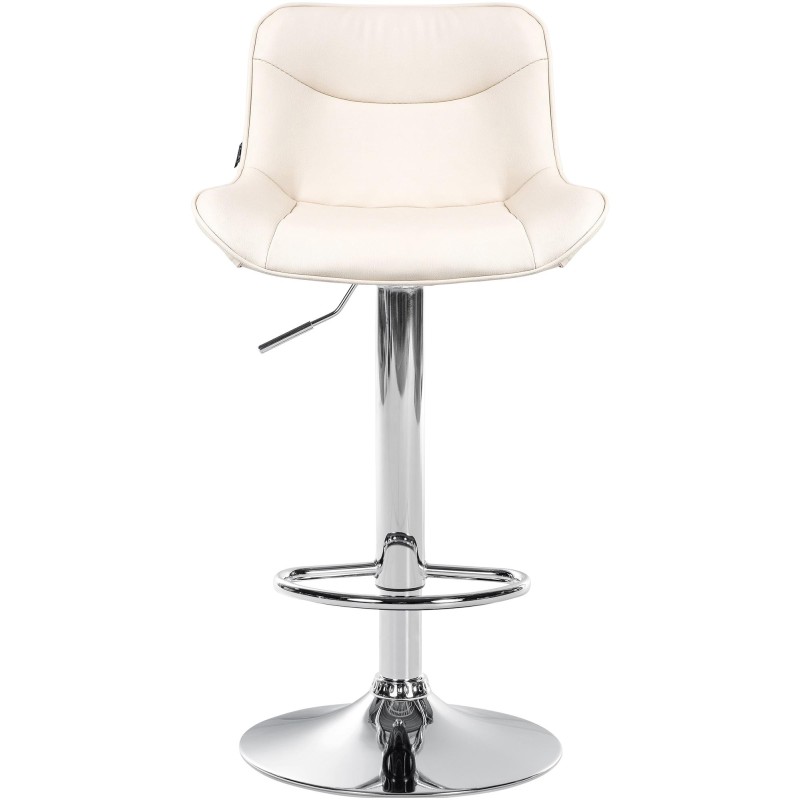Taburete de bar Vonore de piel sintética cromada color crema