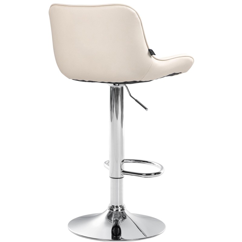 Taburete de bar Vonore de piel sintética cromada color crema