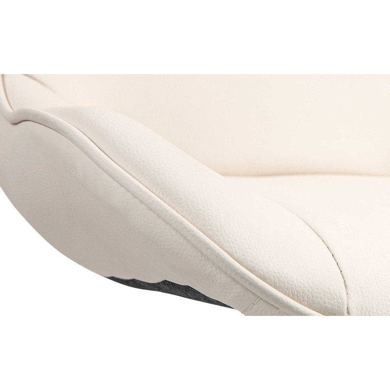 Taburete de bar Vonore de piel sintética cromada color crema