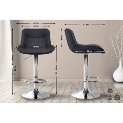 Taburete de bar Vonore de piel sintética cromada en negro