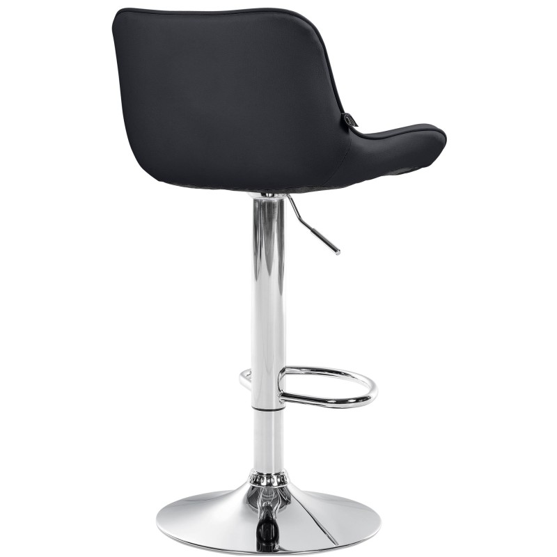 Taburete de bar Vonore de piel sintética cromada en negro