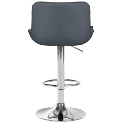 Taburete de bar Vonore en piel sintética cromada gris