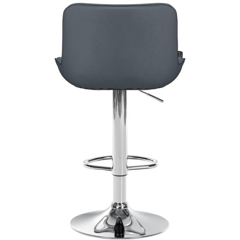 Taburete de bar Vonore en piel sintética cromada gris