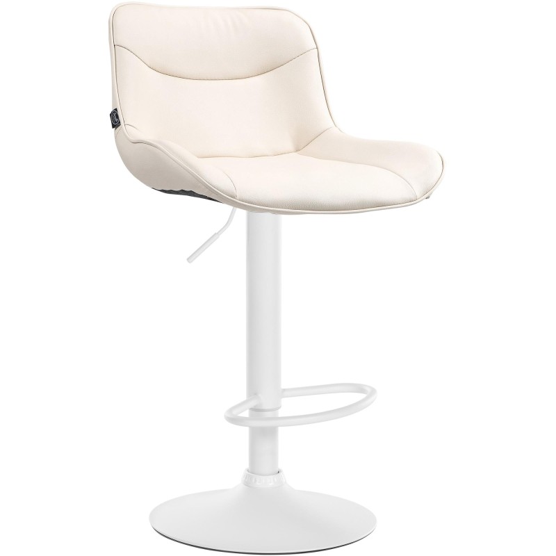 Taburete de bar Vonore en piel sintética color blanco crema