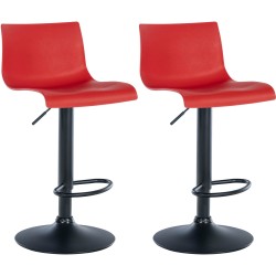 Juego de 2 taburetes de bar de plástico rojo Branford