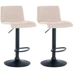 Juego de 2 taburetes de bar Branford en tela color crema