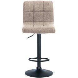 Juego de 2 taburetes de bar Calma en tela negra y crema