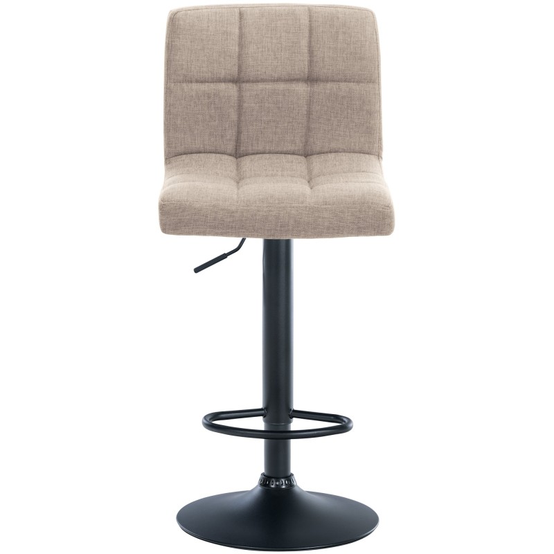 Juego de 2 taburetes de bar Calma en tela negra y crema