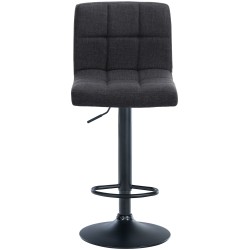 Juego de 2 taburetes de bar Calma en tela negra y gris oscuro