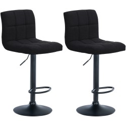 Juego de 2 taburetes de bar Calma en tela negra