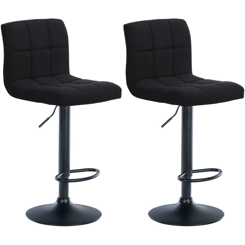 Juego de 2 taburetes de bar Calma en tela negra