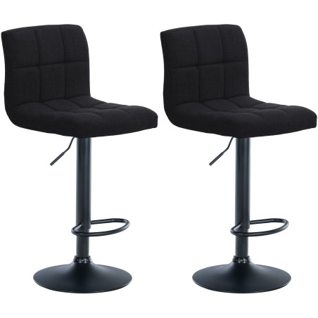 Juego de 2 taburetes de bar Calma en tela negra
