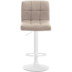 Juego de 2 taburetes de bar Calma, tela blanca y crema